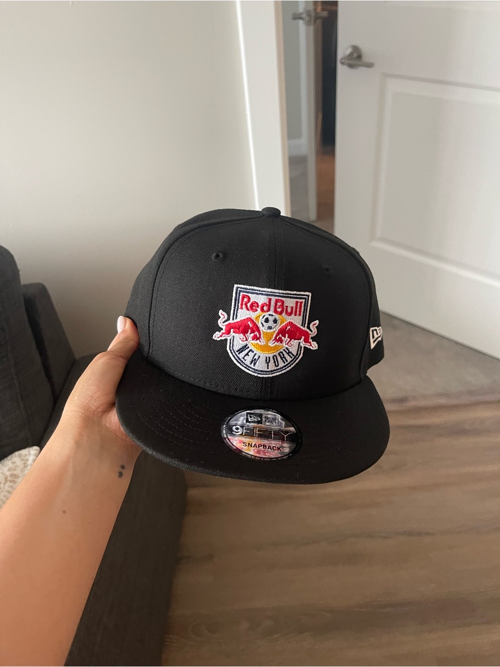 New Era Black Red Bull New York Logo Snapback